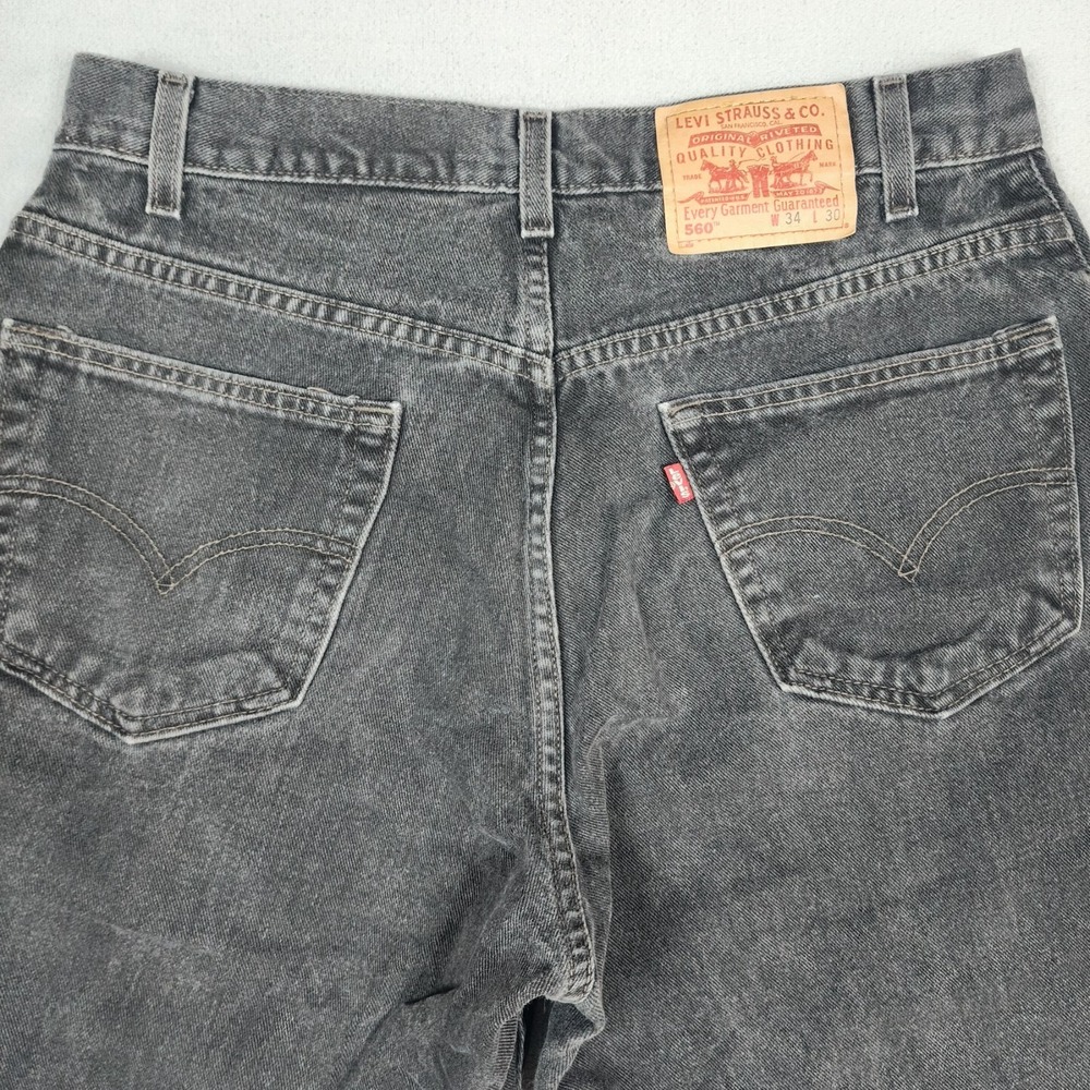 Vintage Levis 560 Loose Fit Jeans Mens Size 34x30 Black Baggy Tapered Denim Y2K - Picture 3 of 12